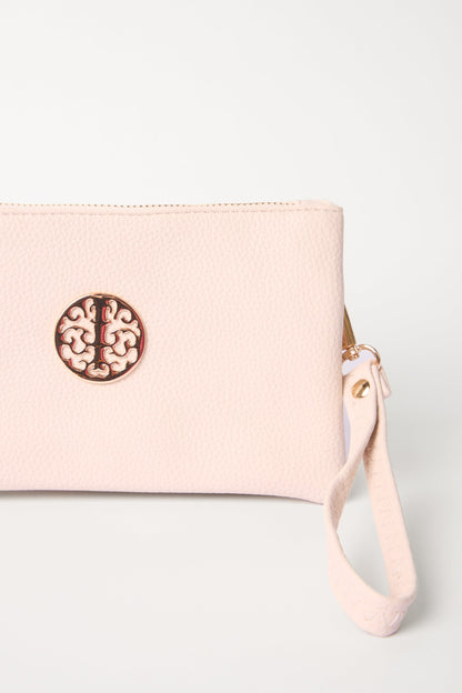 Detailed Zip Up Purse With Detachable Strap