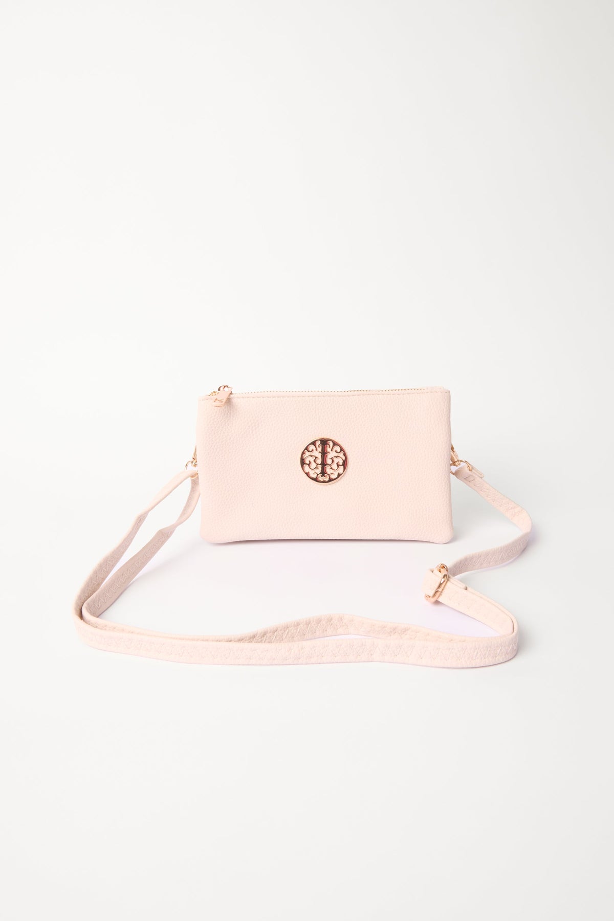 Detailed Zip Up Purse With Detachable Strap