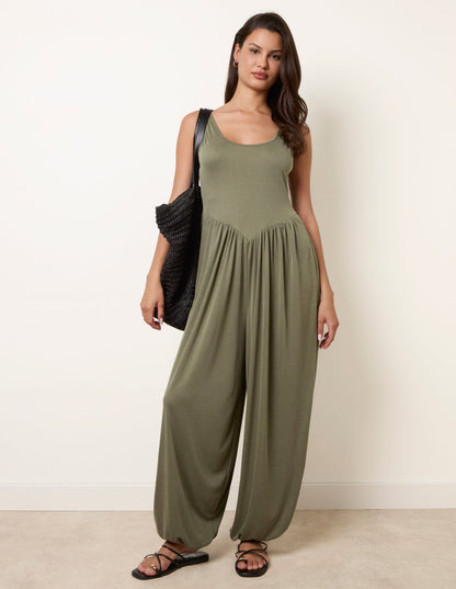 Jersey Balloon Leg Jumpsuit With Pockets