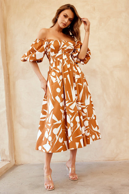 Sonja Midi Dress - Tan