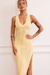 Starting Line Knit Midi Dress - Yellow