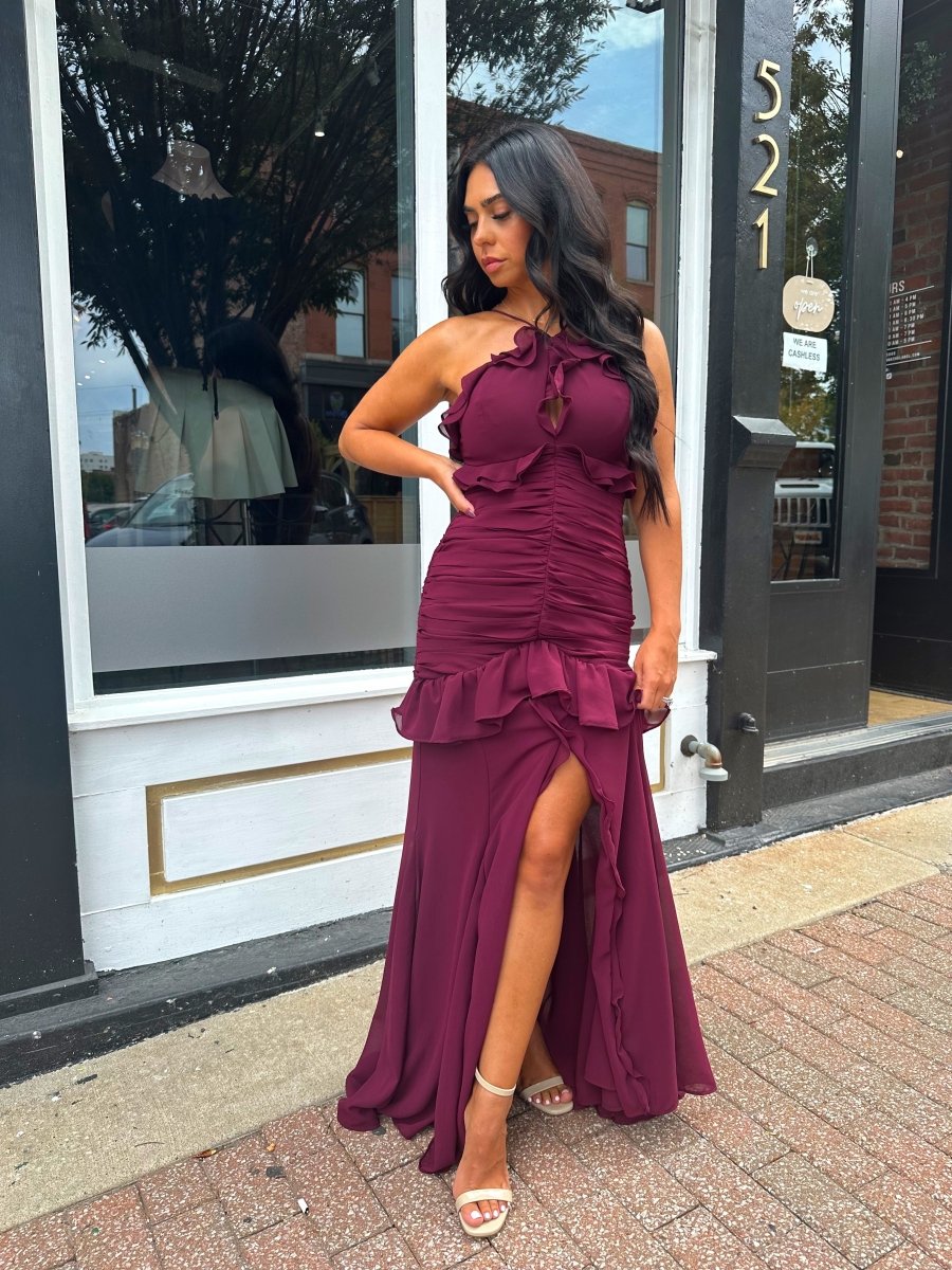 Valeria Ruffled Halter Maxi Dress