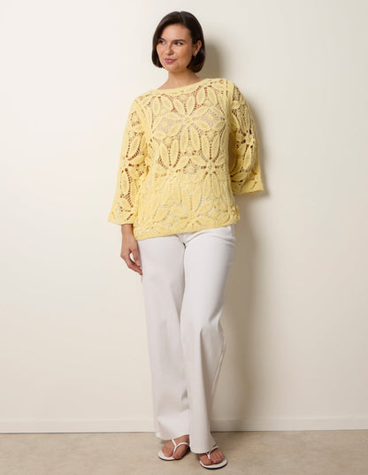 Flower Crochet Long Sleeve Top