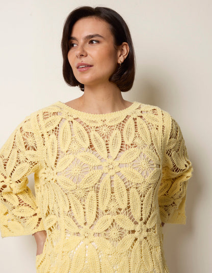 Flower Crochet Long Sleeve Top