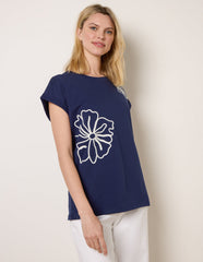 T-Shirt With Big Floral Embroidery