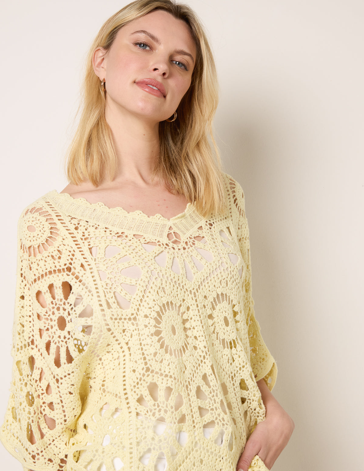 Crochet Detailed Kimono Top